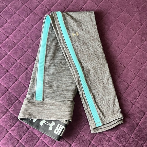 Under Armour Gray and Blue Compression Leggings - Picture 2 of 5